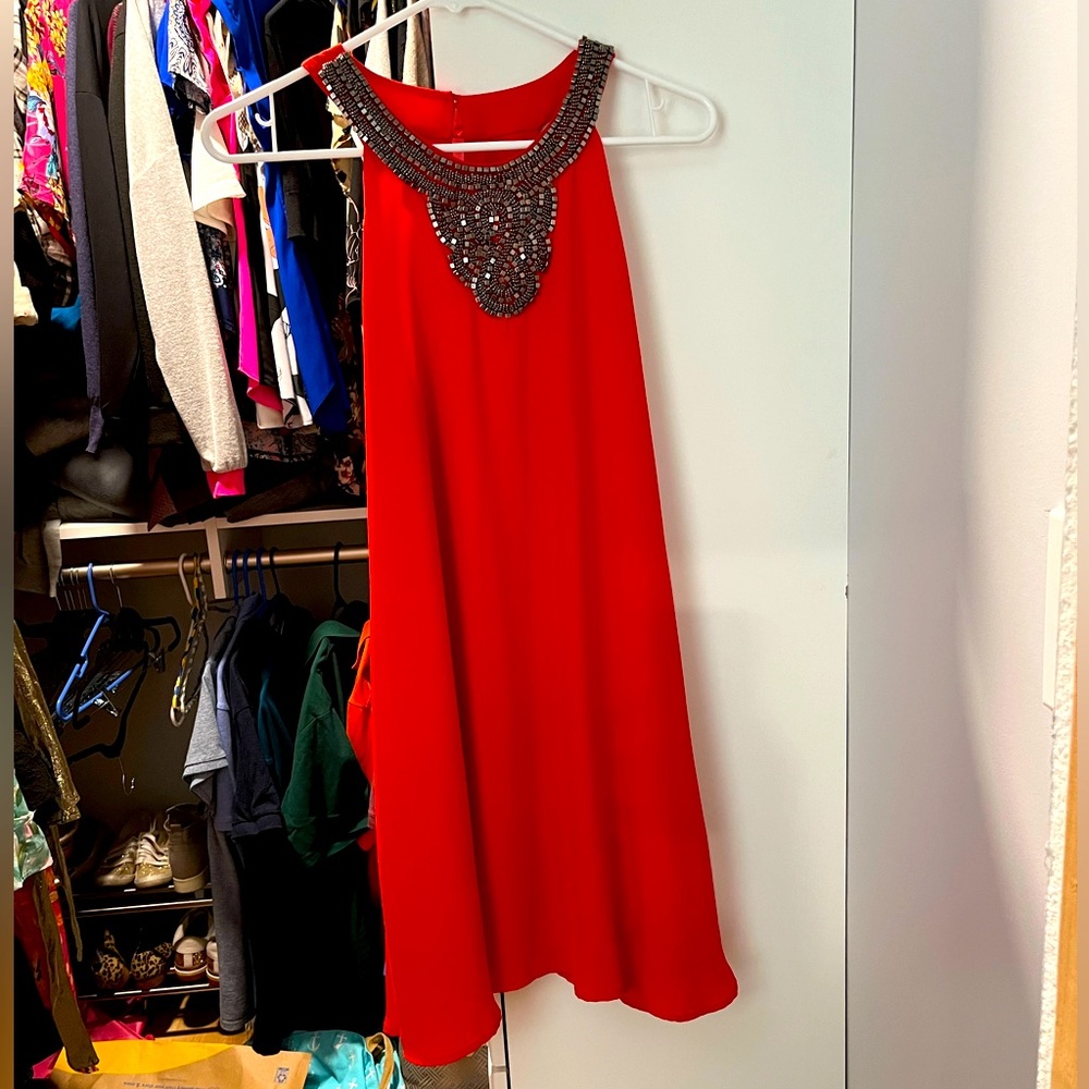 Beaded neckline cocktail dress